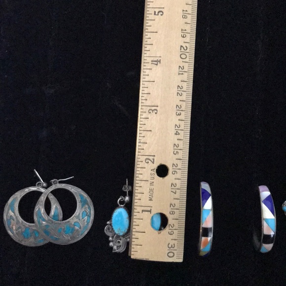 4 pairs: Turquoise & Sterling Earrings, Vintage - Picture 3 of 3